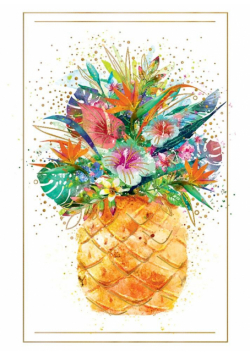 Karnet mini B8 Ananas z kwiatami 5 sztuk