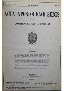 Acta Apostolicae Sedis 10 numerów 1911 r.
