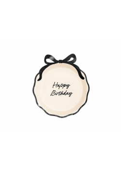 Talerzyki Happy Birthday z kokardką 24cm 6szt