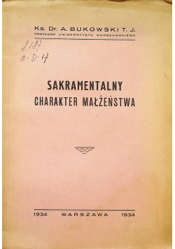 Sakramentalny charakter małżeństwa 1934 r