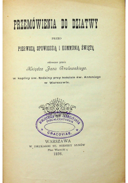 Przemówienia do dziatwy 1898 r.