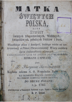Matka Świętych Polska I przedrukowane w 1850 r.