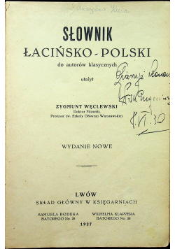 Słownik łacińsko-polski 1927 r.