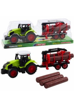 Traktor rolniczy z przyczepą do transportu drewna