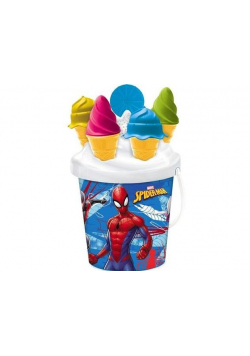Wiaderko z foremkami Spiderman 17 cm