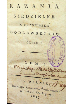 Kazania niedzielne cz 1 tom 2 1817 r.