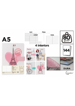 Notatnik A5/144K magnes Paris MIX
