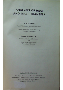 Analysis of heat and mass transfer