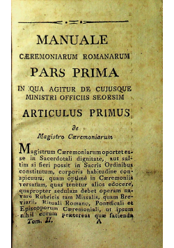 Manuale Caeremoniarum Romanarum Pars Prima 1819 r.