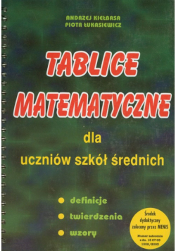 Tablice matematyczne dla uczniów szkół średnich