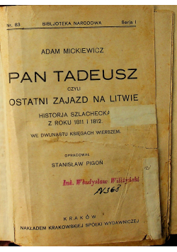 Pan Tadeusz 1925 r.