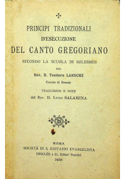 Principi Tradizionali desecuzione delcanto Gregoriano 1935 r