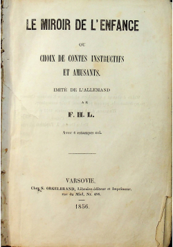 Le Miroir de L ' enfance 1856 r.
