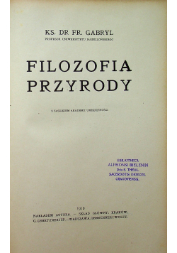 Filozofia przyrody 1910r