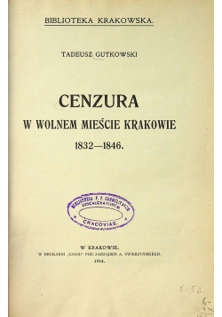 Cenzura w wolnem mieście Krakowie 1914 r
