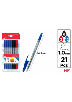 Długopis 1.0mm 21szt MIX