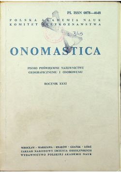 Onomastica XXXI