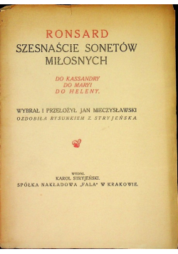 Szesnaście Sonetów Miłosnych 1922 r.