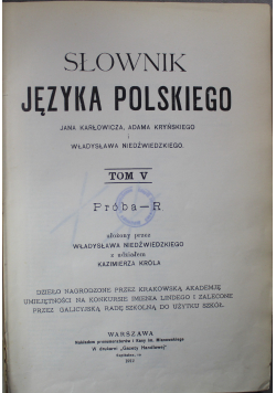Słownik języka polskiego Tom V 1912 r