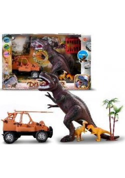 Zestaw dinozaurów z samochodem