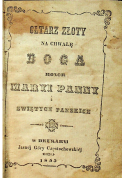 Ołtarz złoty 1855r