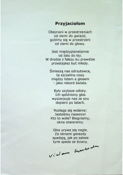 Wiersz Przyjaciołom autograf Szymborskiej