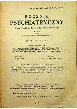 Rocznik psychiatryczny 1938 r.