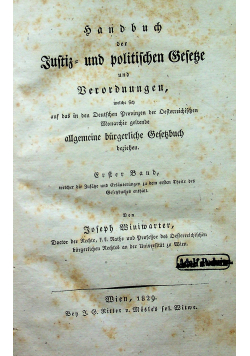 Handbuch der Tustiz und politischen Gesetze 1829