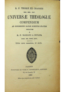Universae Theologiae Compendium 1890 r.