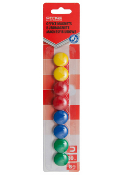 Magnesy do tablic Office Products okrągłe blister 8szt.