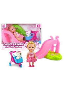 Lalka Natalia z pieskiem na placu zabaw 10cm