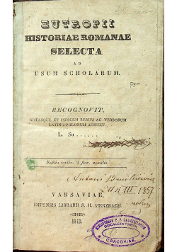 Eutropii historiae romanae selecta 1843 r