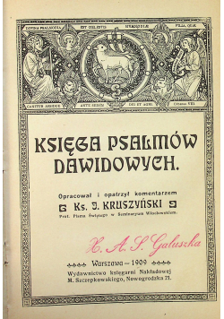 Księga Psalmów Dawidowych 1909 r