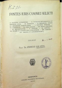 Fontes iuris canonici selecti 1906 r