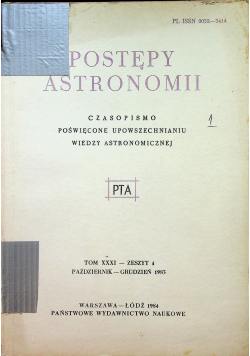 Postępy astronomii Tom XXXI Zeszyt 4