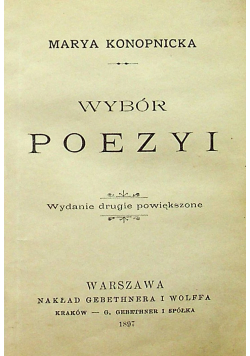 Konopnicka Wybór Poezyi 1897 r.