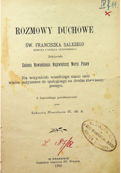 Rozmowy duchowe św. Franciszka Salezego 1902 r.