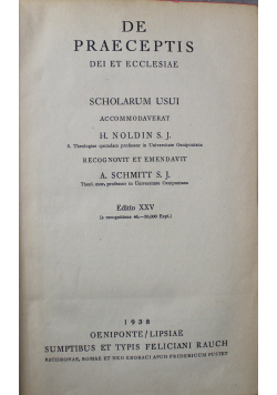 Summa Theologiae Moralis De Praeceptis 1938 r.
