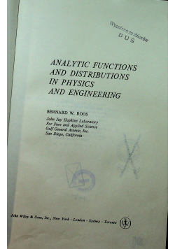 Analytic functions and distributions in physics and engineering