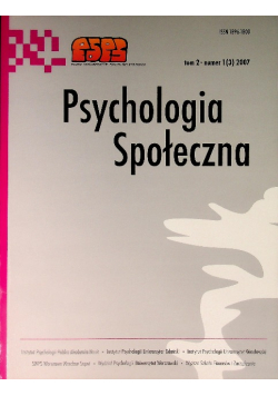 Psychologia społeczna Tom 2 Nr 1 / 07
