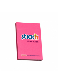 Notes samoprzylepny 76x51 mm ciemnoróżowy neon 100 kartek