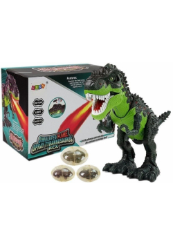 Dinozaur na baterie składa jaja zieje ogniem