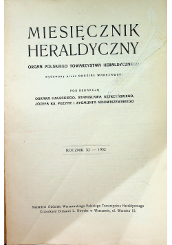 Miesięcznik Heraldyczny rocznik XI 1932r