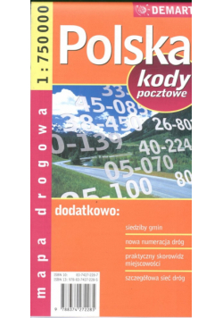 Polska 1:750 000 kody pocztowe mapa drogowa