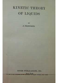 Kinetic Theory of Liquids