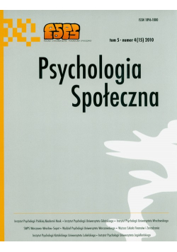 Psychologia społeczna Tom 5 Numer 4 (15) 2010