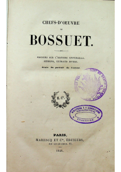Chefs d oeuvere Bossuet 1846 r