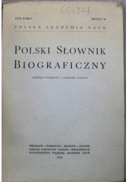Polski słownik biograficzny tom XVIII/3 zeszyt 78