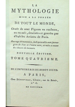 La Mythologie De Tout Le Monde Tom  IV 1799 r.