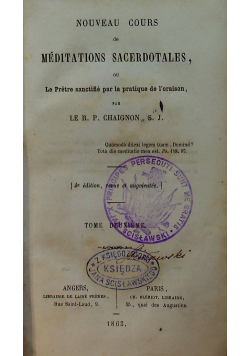 Nouveau cours de Meditations sacerdotales 1863 r.